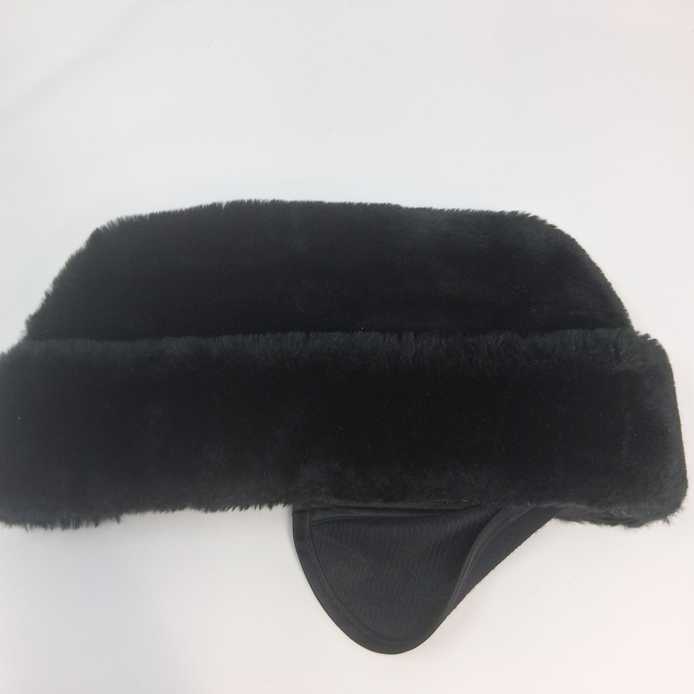 Men's Black Faux Fur Trapper Hat Ushanka Ear Flap Winter Warm Size XL